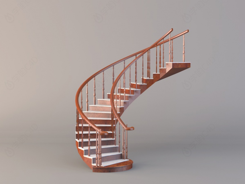 现代旋转楼梯C4D模型