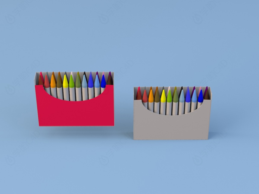 彩色铅笔组合C4D模型