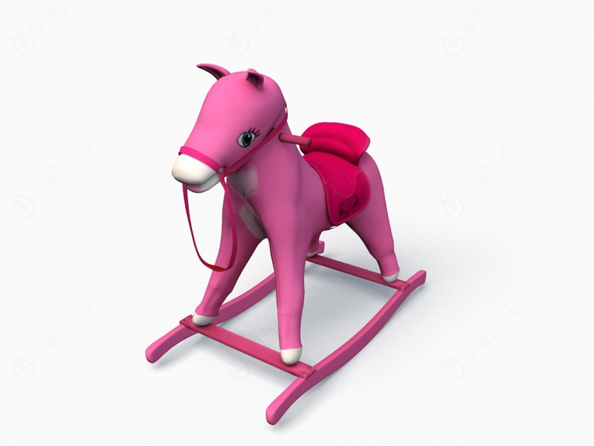 粉色木马玩具C4D模型