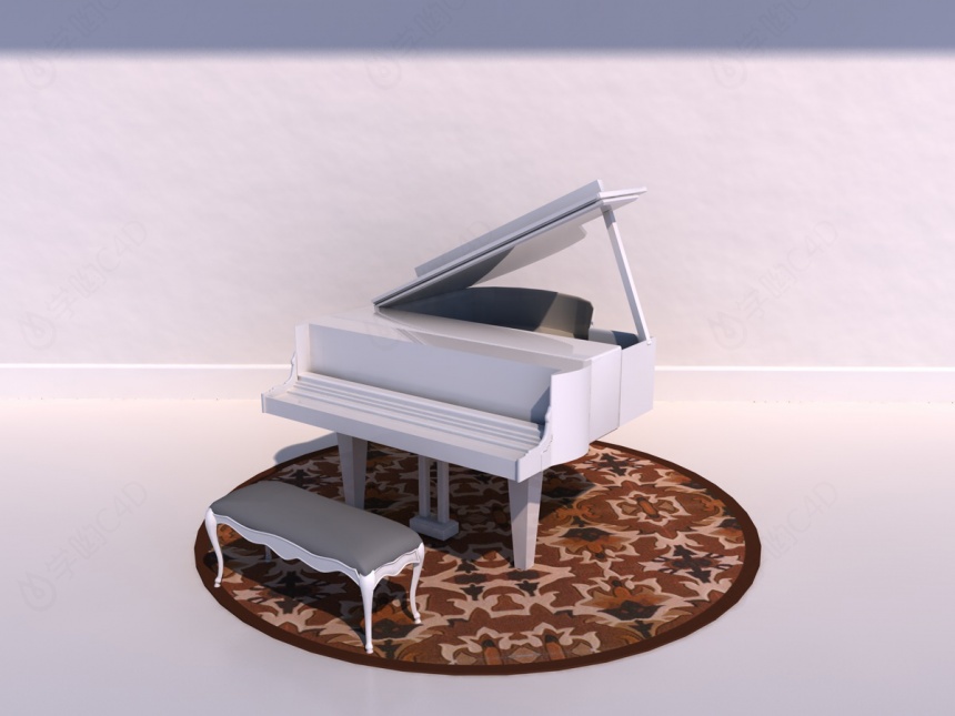 钢琴带地台C4D模型
