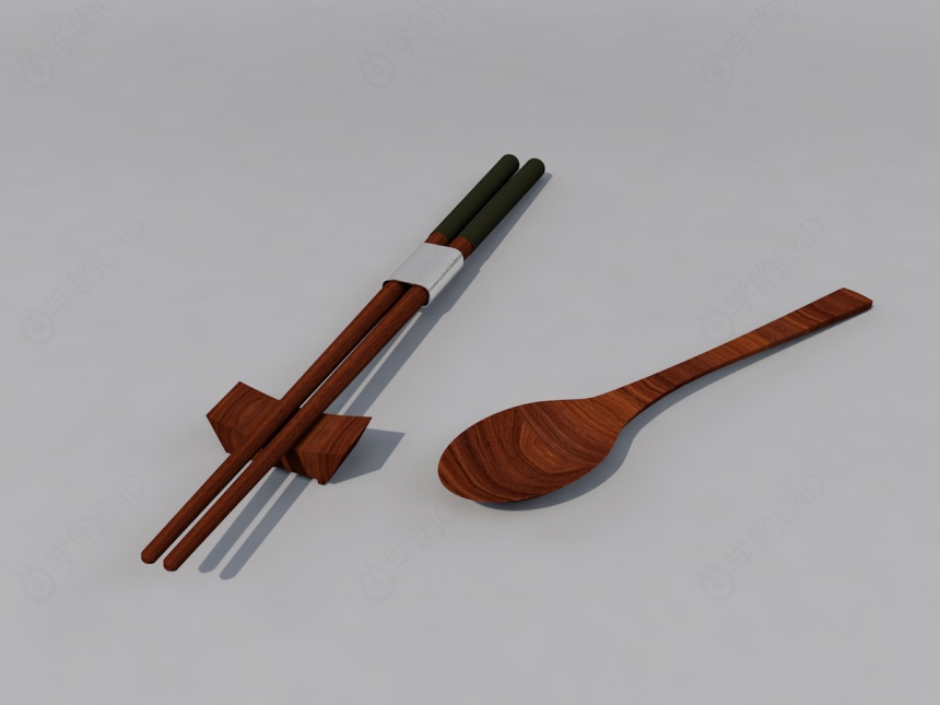 木质筷子C4D模型