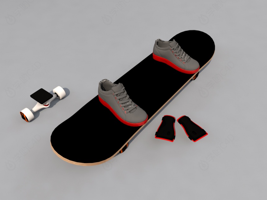 时尚滑板鞋C4D模型
