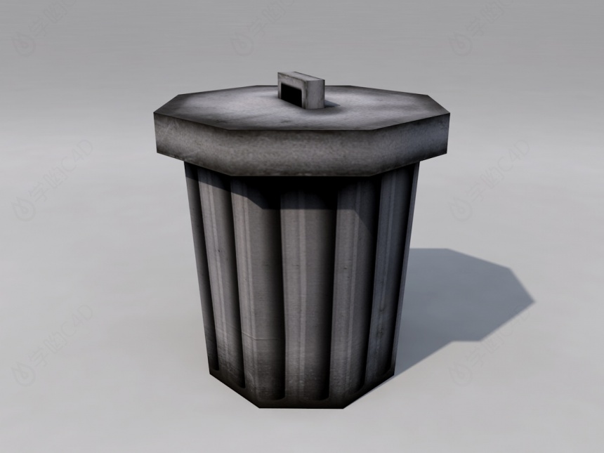 仿石头材质垃圾桶C4D模型