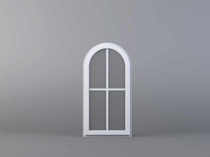 现代拱形窗C4D模型