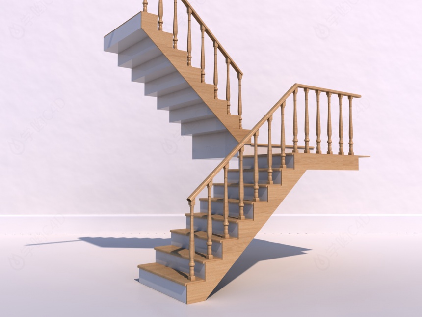 木制楼梯C4D模型