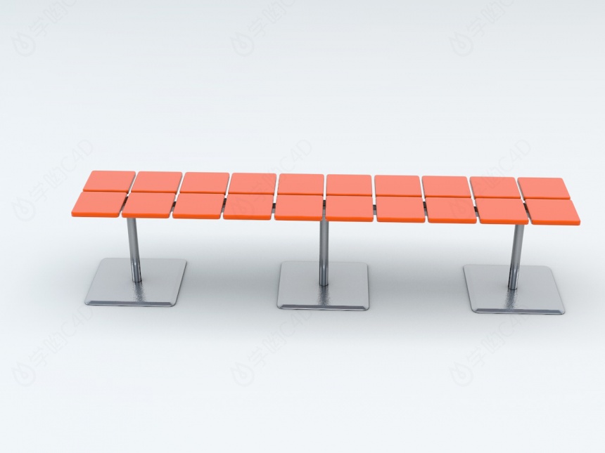 橘色透明长椅C4D模型