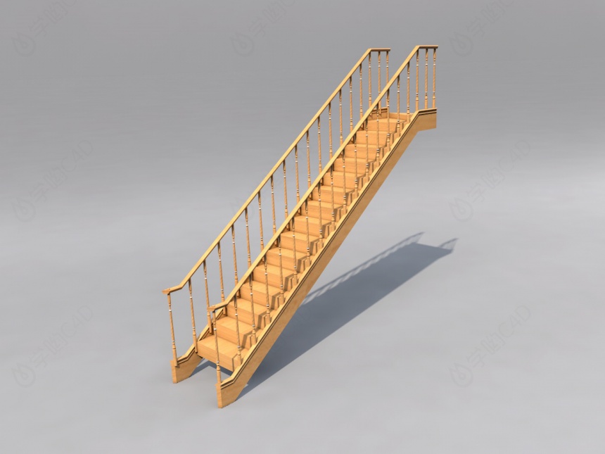 实木楼梯C4D模型