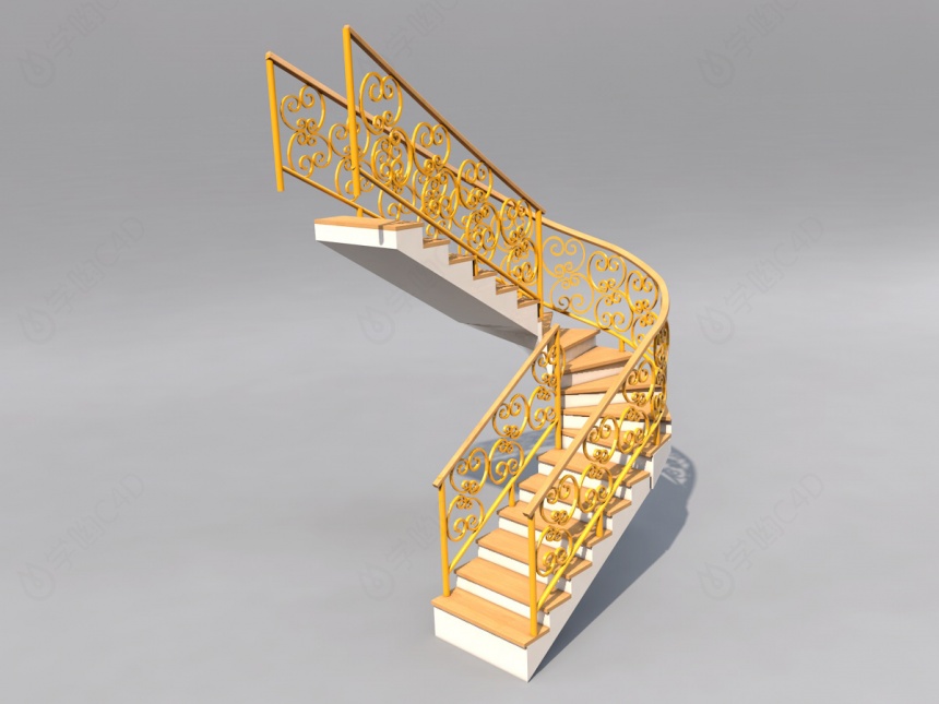 欧式豪华楼梯C4D模型