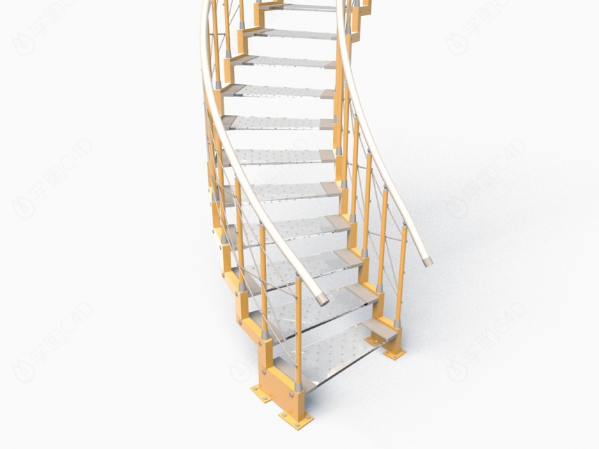 玻璃地面楼梯C4D模型