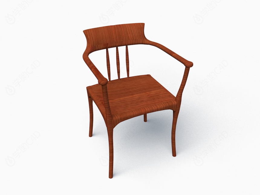 现代木椅C4D模型