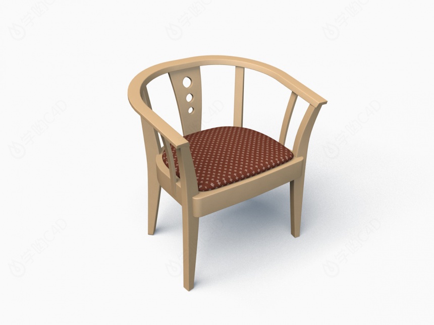 复古实木椅子C4D模型