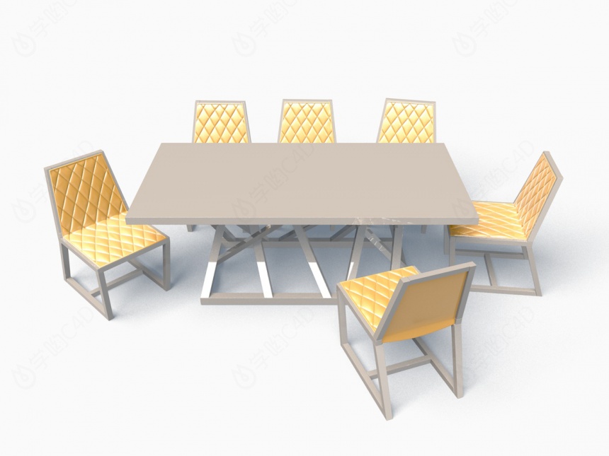 客厅桌椅组合C4D模型