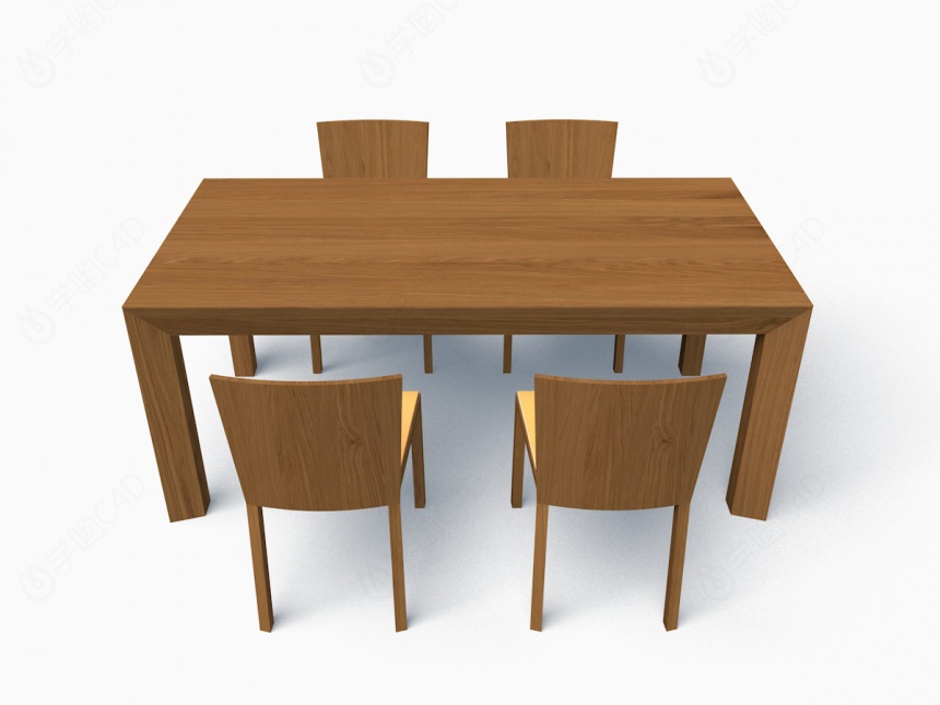 实木桌椅C4D模型