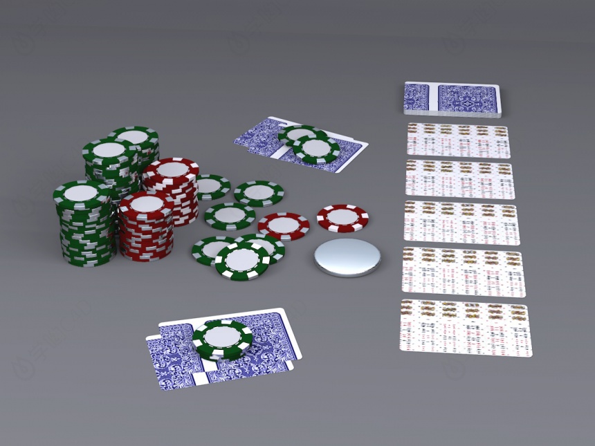 扑克牌德州扑克C4D模型