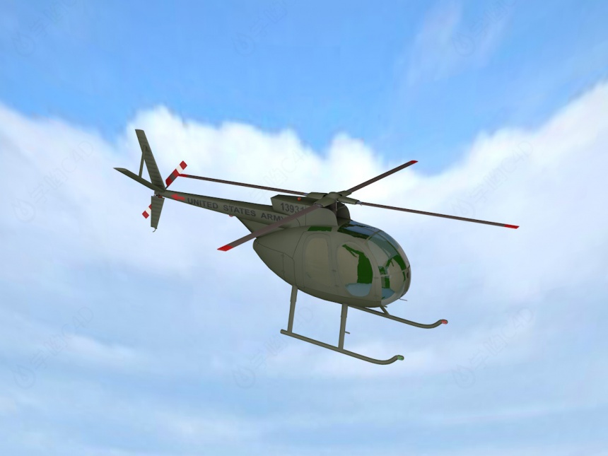 OH6A直升机C4D模型