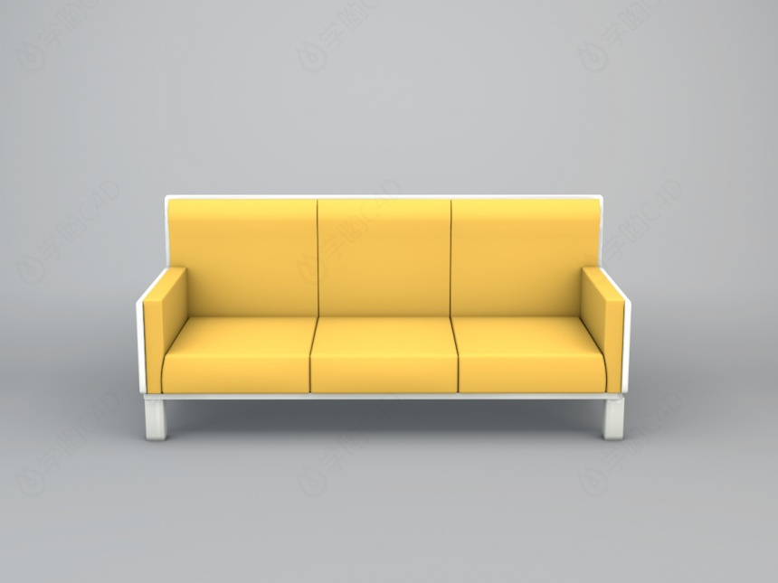 新中式三人沙发C4D模型