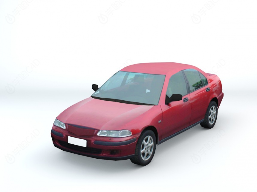 红色小轿车C4D模型