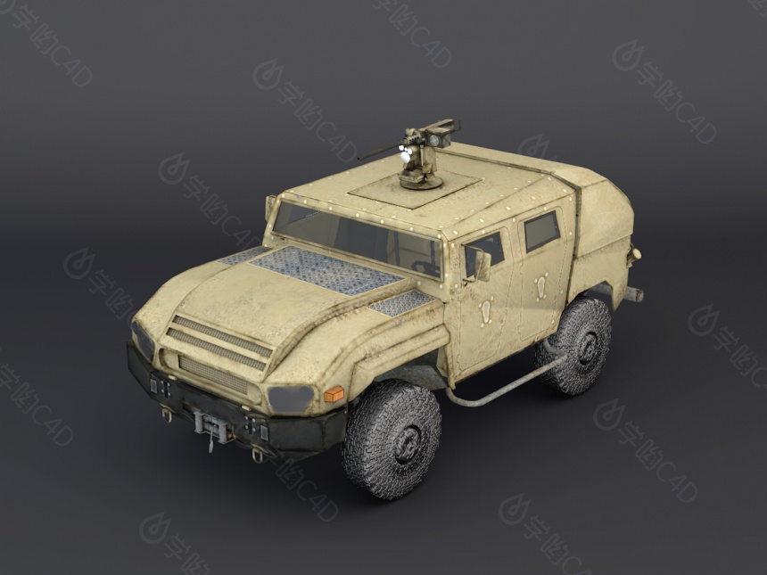军用侦查车C4D模型