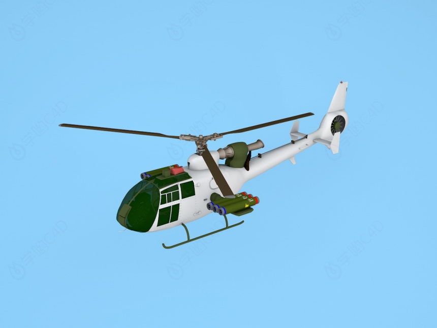 GAZELLE直升战斗机C4D模型