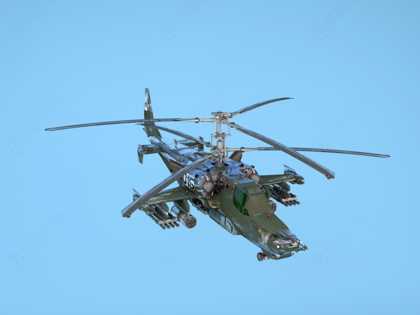 hokum武装直升机C4D模型