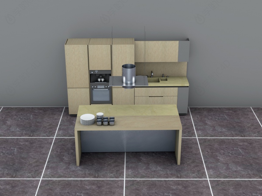 厨房组合C4D模型