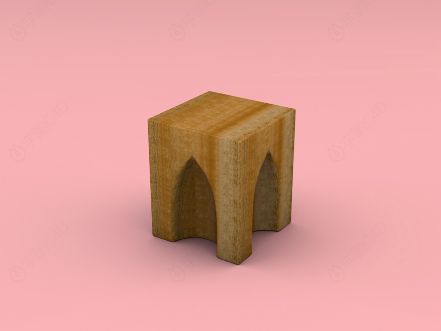 方木凳C4D模型