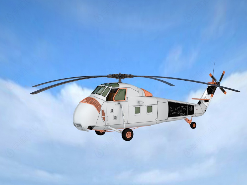 HUS1直升机C4D模型