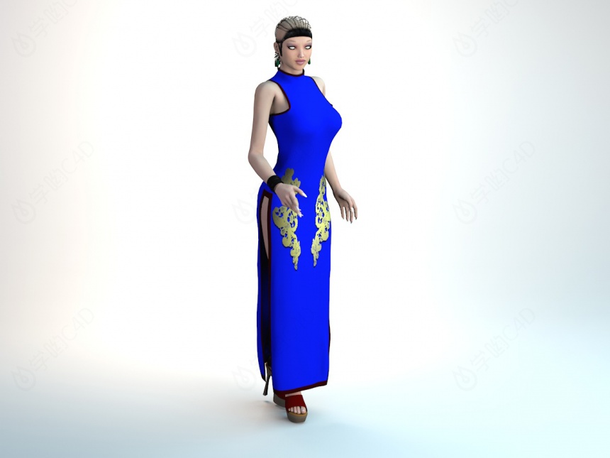 旗袍女人C4D模型