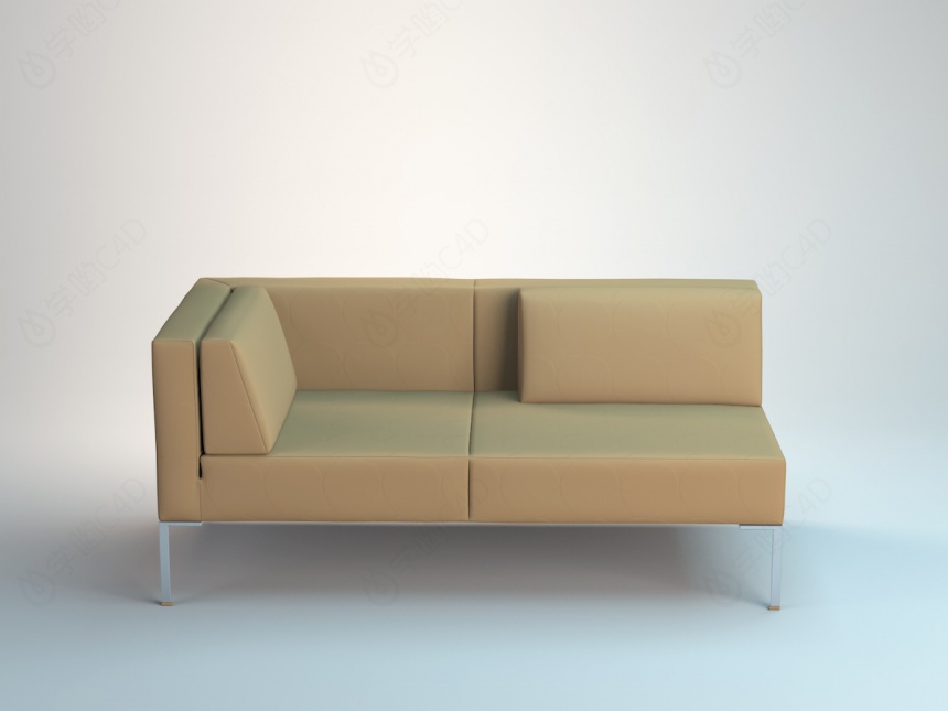 黑皮双人沙发C4D模型