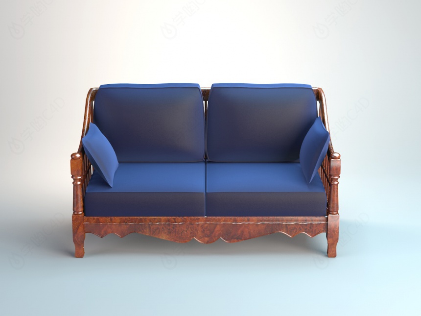 欧式双人沙发C4D模型