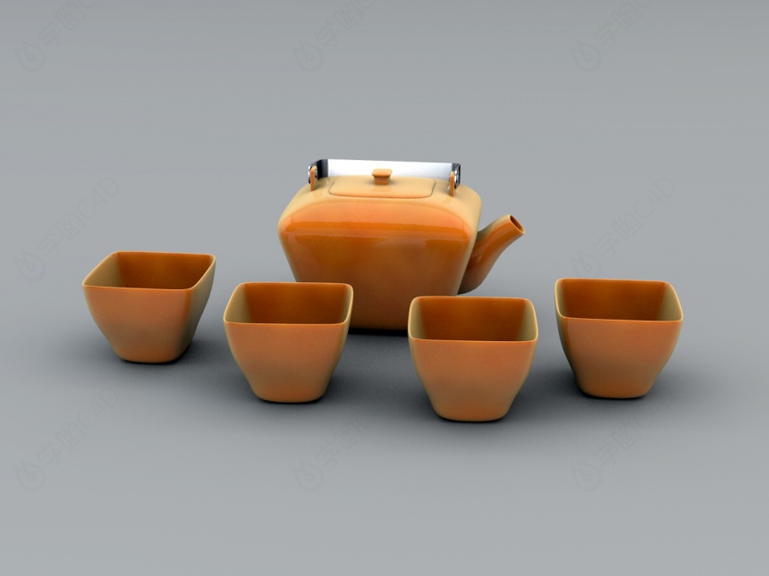 精美茶具C4D模型