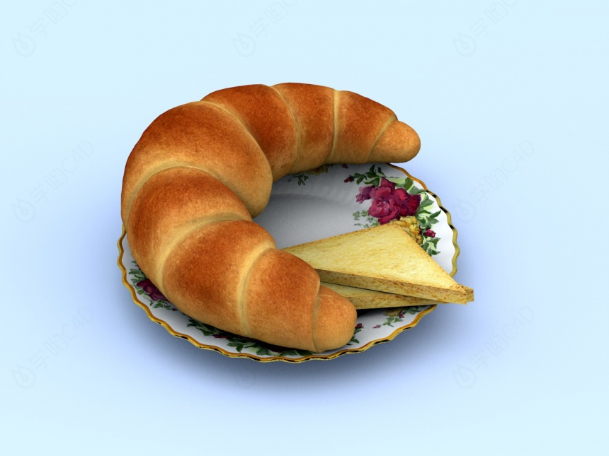 面包瓷盘子C4D模型