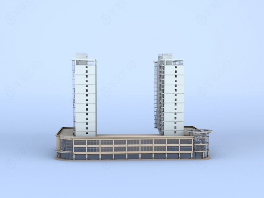 双子座商业楼C4D模型