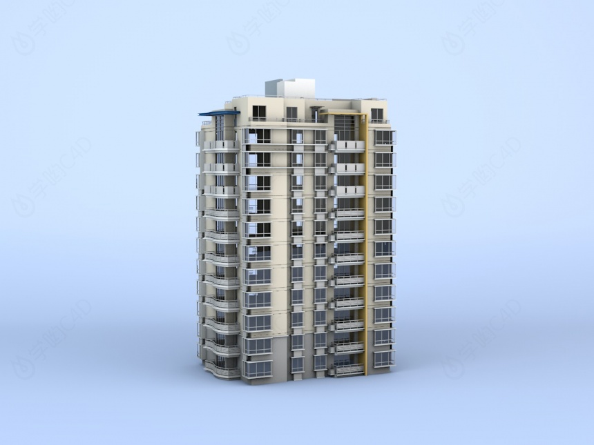 高档公寓楼C4D模型