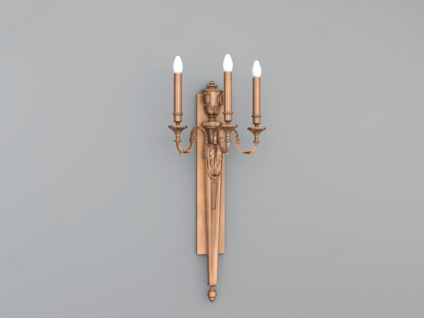 金色蜡烛壁灯C4D模型