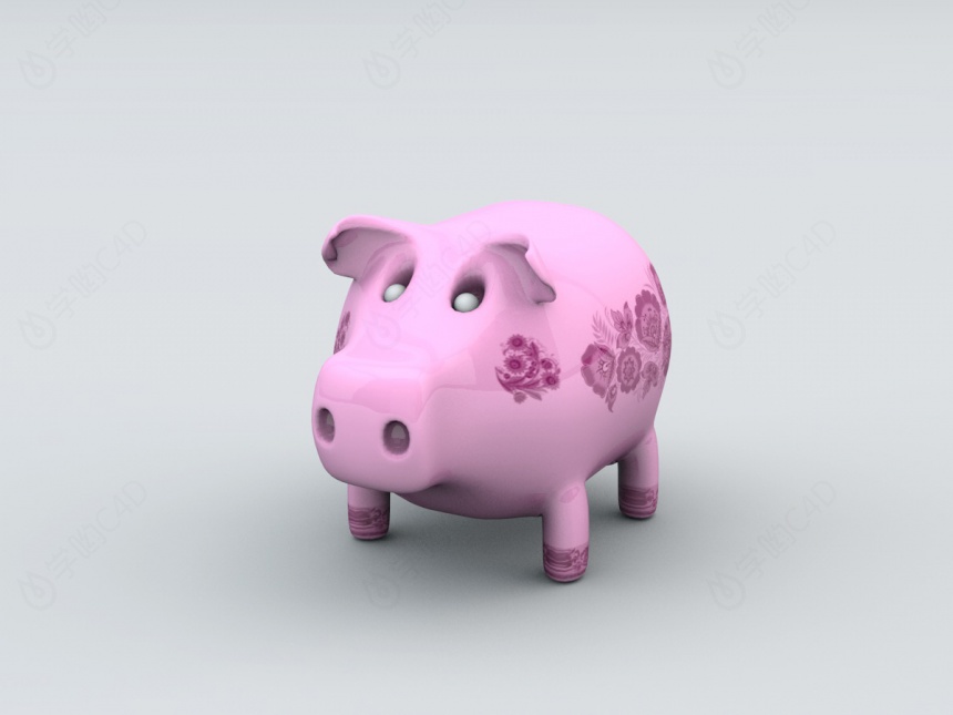 猪猪存钱罐C4D模型