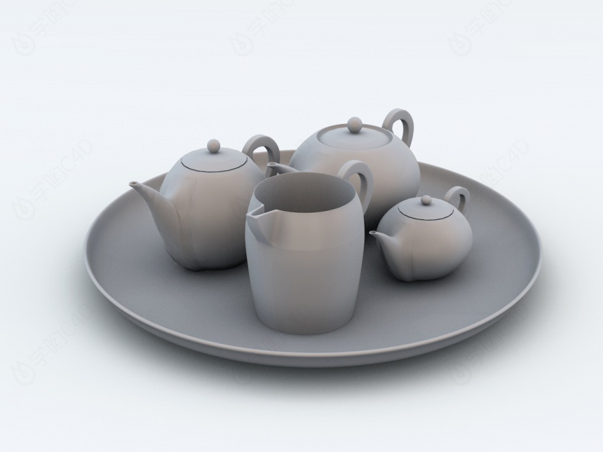 不锈钢茶壶C4D模型