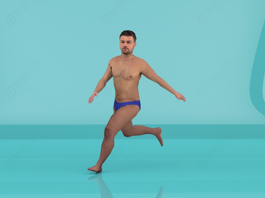 沙滩运动男人C4D模型
