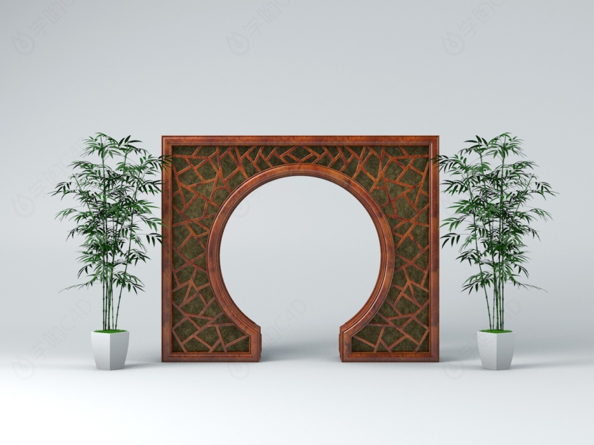 带竹子的拱门C4D模型