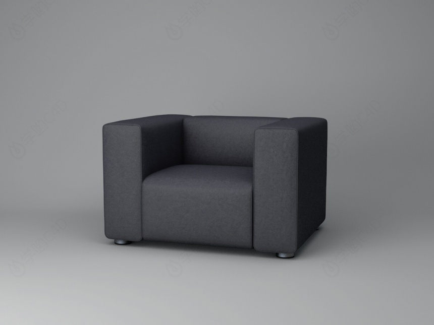 黑皮单人沙发C4D模型