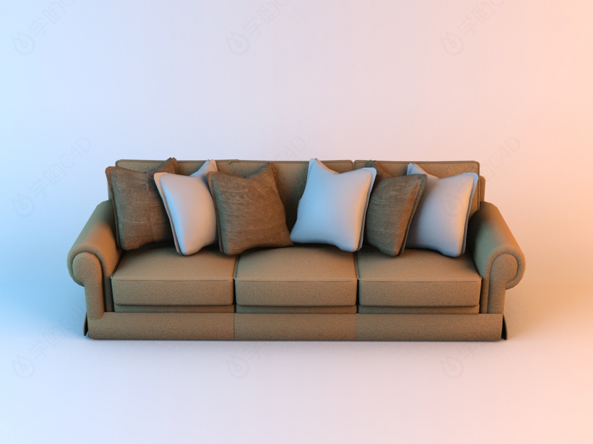 布艺三人沙发C4D模型