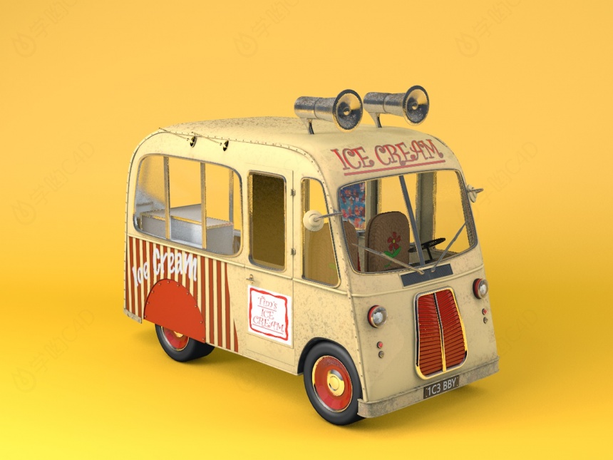 冰淇淋卡车C4D模型