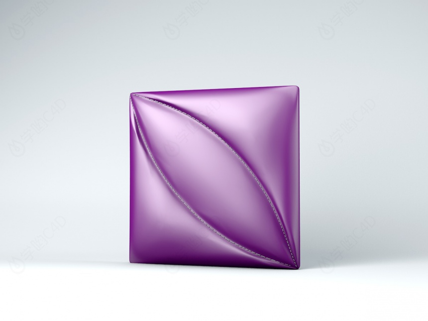 紫色软包背景墙C4D模型