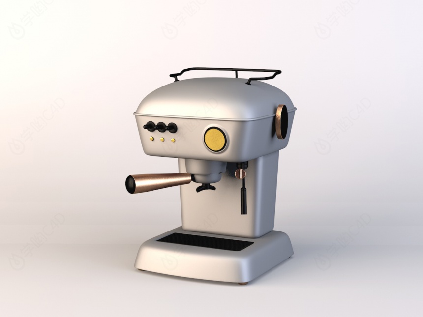 白色泵压式咖啡机C4D模型