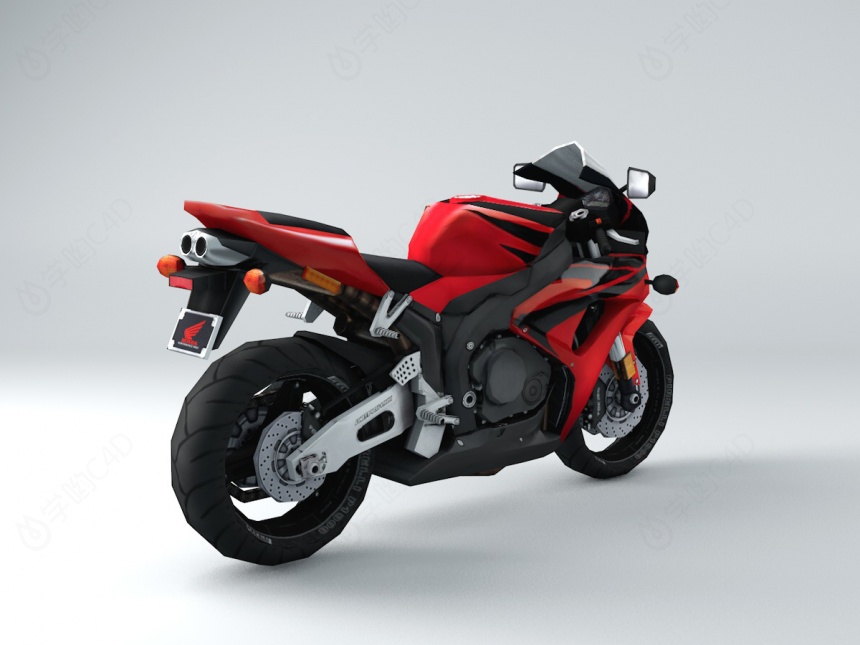 红色摩托车C4D模型