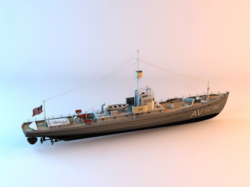 SCHASER军舰C4D模型