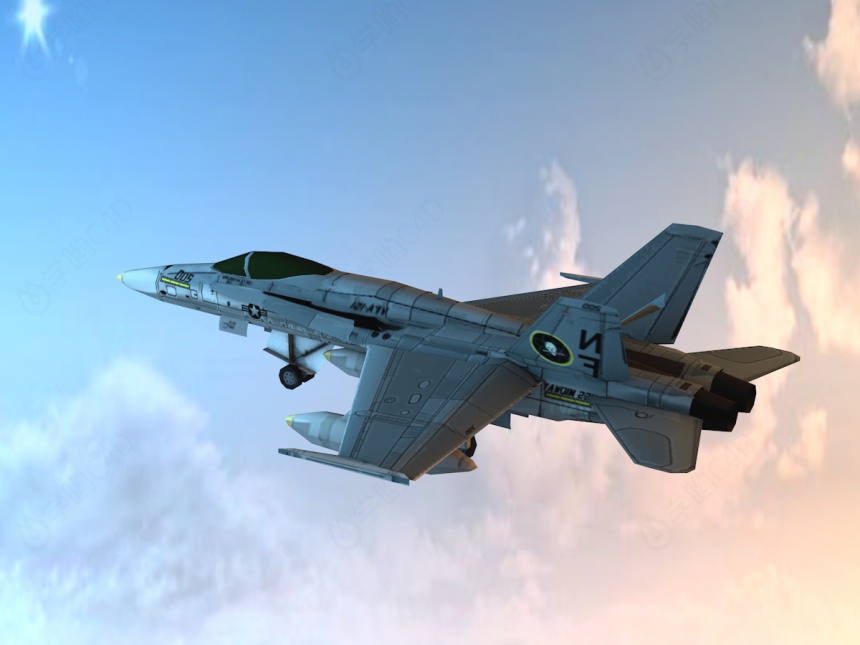 美国F18战斗机C4D模型