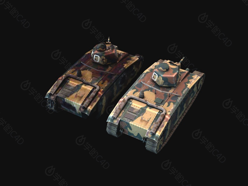 迷彩坦克C4D模型