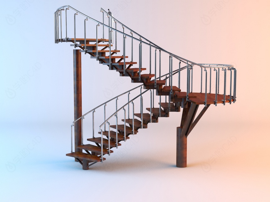 木头楼梯C4D模型