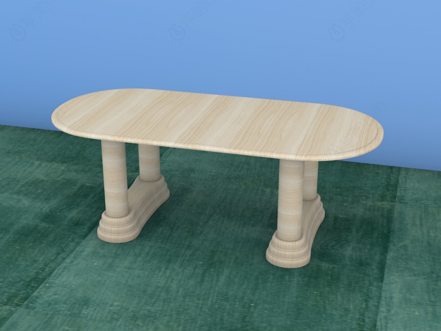 椭圆欧式餐桌C4D模型